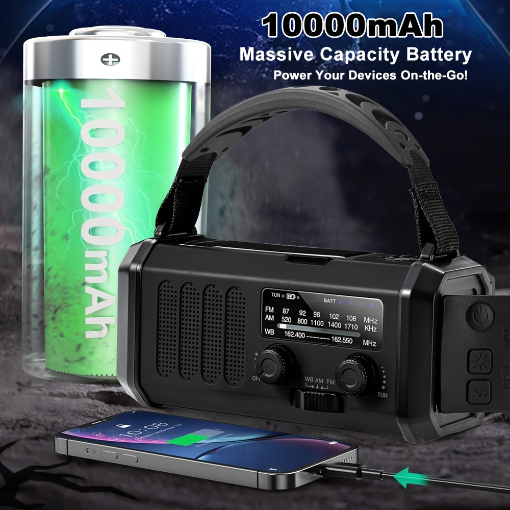 Portable Emergency Radio with Solar Power (10000mAh)