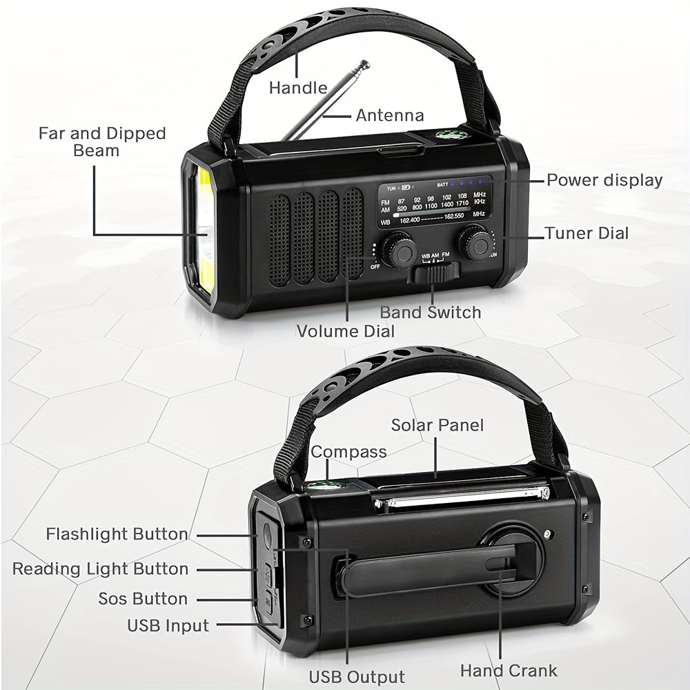Portable Emergency Radio with Solar Power (10000mAh)